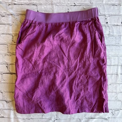 Falda suave envolvente púrpura bolsillos informal lino resort mediana Foto 1 de 4