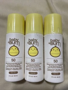 3 pack Sun Bum Baby Bum SPF 50 Sunscreen Roll-On Lotion - 3 oz Exp 03/26 - Picture 1 of 3