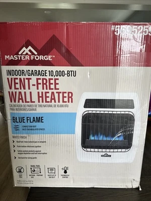 Master Forge Interior/Garaje 10.000 BTU Calentador de Pared Sin Ventilación Llama Azul NUEVO Foto 1 de 2