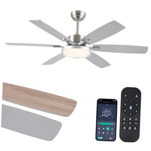 52 inch Modern Ceiling Fans with Lights Remote/APP Control,Modern 52" nickel - Picture 1 of 7