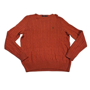 Suéter Vintage Polo Ralph Lauren Seda Tejido con Cable Naranja Para Hombres XL Preppy Oficina - Imagen 1 de 9