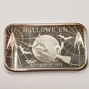 1 oz .999 Silver Bar - 1973 Halloween - Madison Mint - Original BU - SKU-Q2651 - Picture 1 of 6