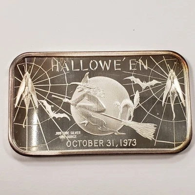 1 oz .999 Silver Bar - 1973 Halloween - Madison Mint - Original BU - SKU-Q2651 - Image 1 of 4