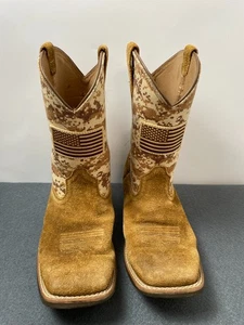 Ariat Sport Patriot Western Boots Antique Mocha Suede Sz 5 Camo Brown Rodeo - Picture 1 of 17