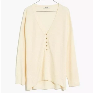 NUEVO CON ETIQUETAS MADEWELL Asherton Waffle Henley Suéter Crema Pequeño - Imagen 1 de 5
