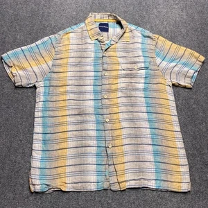 Tommy Bahama Hemd Herren Large weiß blau kariert Leinen Hawaii Resort Strand - Bild 1 von 9