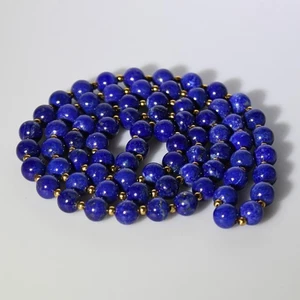Collar de cuentas espaciadoras de lapislázuli azul y oro - Imagen 1 de 2