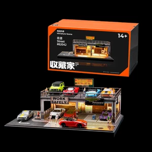 Diorama 1/64 Coche Garaje Modelo Iluminación LED Reparación Taller Estacionamiento Escena Modelo - Imagen 1 de 19