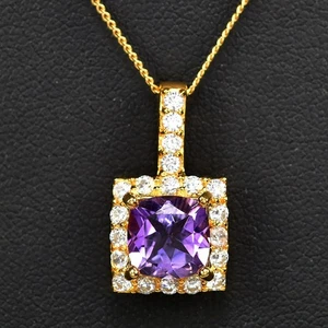 925 STERLING SILBER ANHÄNGER ECHT LILA AMETHSYT EDELSTEIN & WEISSER CZ EDELSTEIN - Bild 1 von 10