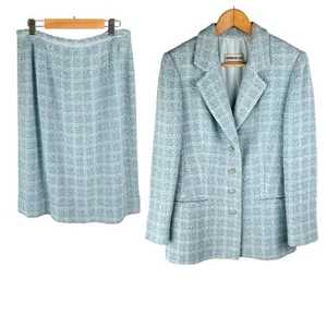 Set completo gonna tweed blu cielo Annas Lee personalizzata vintage blazer gonna a matita foderata: 8 - Foto 1 di 22