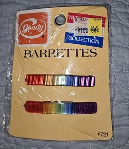 Vintage Goody Hand Made Rainbow Haarspangen mit Drahtverschluss NOS 1975 - Bild 1 von 2