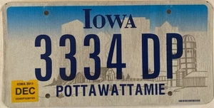 Iowa TRIPLE Dígito 333 matrícula 3334 DP IA repetición Pottawattamie - Imagen 1 de 7