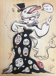 Making Faces Wood Print by Miss Mindy 9x12 Gold Foil - Picture 1 of 2