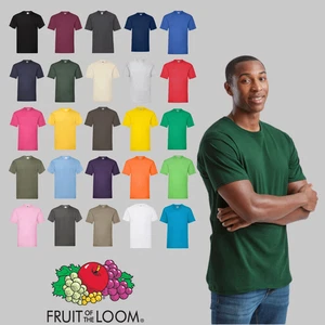 Fruit of the Loom T Shirts Short Sleeve Men Plain 100% Cotton Top Tee - Picture 1 of 42