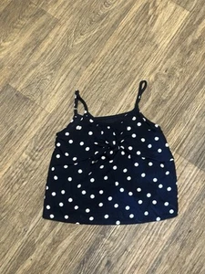 Abercrombie Kids Girls Black With White Polka Dot Tank Top Bow Shirt Size 7/8 - Picture 1 of 12