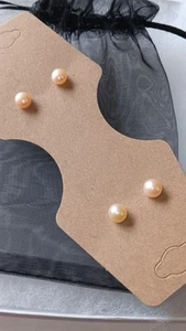 Button Pearl Sterling Silver Post Earrings Cultured Pearl Champagne/Blush 2 Pair - Picture 1 of 6