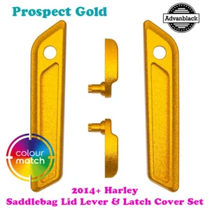 Prospect Gold Saddlebag Lid Lever Latch Cover for 14+ Harley Street FLHX - Picture 1 of 4