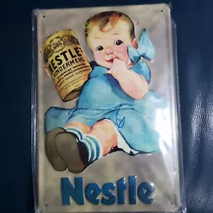 NESTLE'S MILK Metal Tin Embossed Sign 11.5" X 8" Reproduction Antique New Gift - Picture 1 of 1