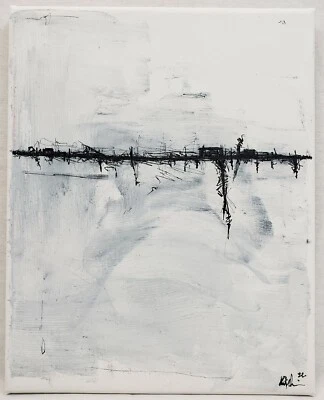 No.464 Original Abstract Modern Minimal Landscape Ink Drawing By K.A.Davis  - Image 1 of 4