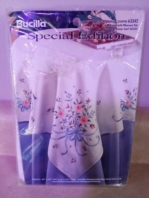 Bucilla Stamped Cross Stitch Kit Bridal Bouquet Table Topper Sealed - Image 1 of 4