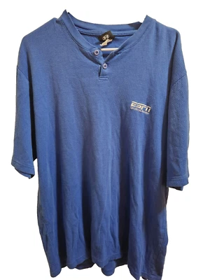 Vintage 90s ESPN Sportscenter Button Shirt Mens Large Blue Y2K - Image 1 of 4