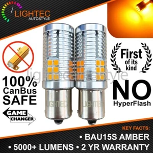 2x BAU15S PY21W 581 Orange Amber LED CanBus Turn Signal Indicator Light Bulbs - Picture 1 of 10