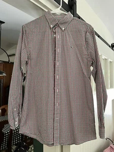 Vineyard Vines Green Red Plaid Gingham Button Down Whale Shirt Youth XL 18 - Picture 1 of 5