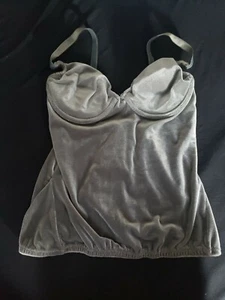 Vintage selten 1990er Silber Victorias Secret Samt Herz Label 34 B BH Cami Stretch - Bild 1 von 5