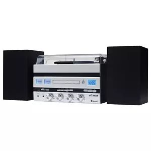 Victor Geneva 5-in-1 Desktop Music Center w 3-Speed Record Player and FM Radio - Picture 1 of 9