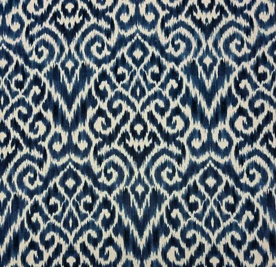 WAVERLY WILLIAMSBURG THOMPSON IKAT TINTA AZUL MULTIUSO TELA DE LINO POR YARDA 54"W Foto 1 de 4