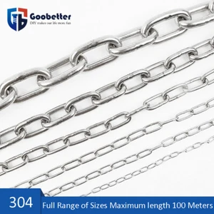1.2 mm-12mm 304 Stainless Steels Chain Heavy Duty Durable Security Links 1 Meter - Picture 1 of 34