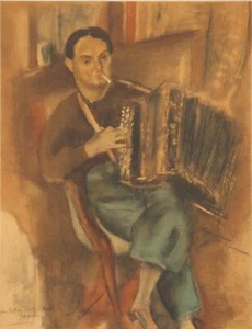 Jules PASCIN : L'accordéoniste, Lithographie signée - Picture 1 of 5