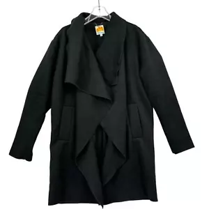 C&C California Wool Blend Open Jacket Drape Shawl Collar Women's Black Size M - Picture 1 of 10