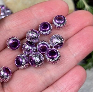 Aluminum Beads Bulk For Jewelry Making PURPLE Metal Beads Large Hole 200pc 8mm - Picture 1 of 9