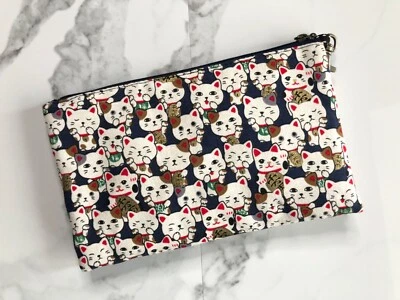 Nuevo Bolso de Mano Cartera con Cremallera de Tela Estampado de Gato Asiático de la Suerte con Bolsillos con Correa Moneda Foto 1 de 3