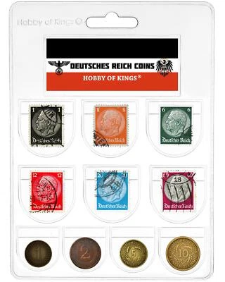 Weimar Republic 4 Coin Set Reichspfennig |6 Deutsches Reich Stamps 1924 - 1938 - Image 1 of 4