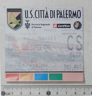 75497 220/tt BIGLIETTO Stadio - PALERMO vs NAPOLI - 2003/04 - Immagine 1 di 4