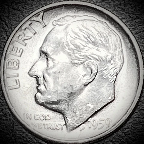 1959 D Roosevelt - BU - 90% Silver Dime 10C Cover