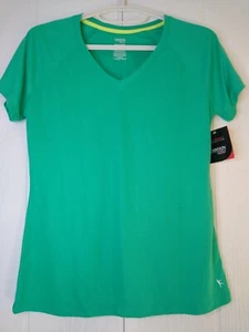 Danskin Now Women's Sz M Green T Shirt Loose Fit Pullover V Neck Athletic NWT - Picture 1 of 7