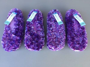 NWT June & Daisy Soft Slippers Bedroom Shoes Purple Grape Multi 4 Pair Size L/XL - Picture 1 of 2