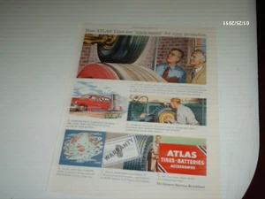 1950 Print Ad Atlas Tires Are Triple Tested for your Protection - Picture 1 of 1