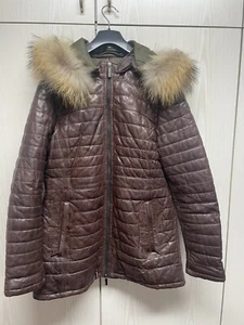 Oakwood Lederjacke Happy Kapuze abnehmbarer Fellkragen Braun Gr L Top wie neu - Bild 1 von 4