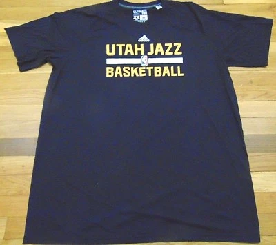 ADIDAS NBA AUTHENTIC UTAH JAZZ BLACK SHORT SLEEVE CLIMALITE SHIRT SIZE 2XL - Image 1 of 2