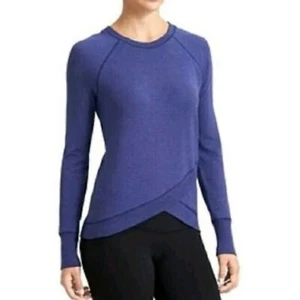 Athleta Women's Criss Cross Sweatshirt Crew Neck Raglan Sleeve Stretch Blue LT - Picture 1 of 10