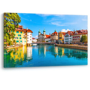 Lucerne Old Town architecture Switzerland Framed Canvas Wall Art Picture Print