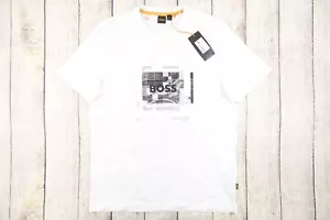 HUGO BOSS TE_URBAN WHITE XL FRAME ART 100% COTTON TSHIRT MENS DEFECT - Picture 1 of 9