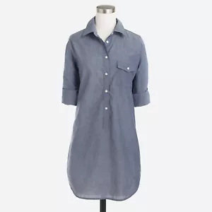 Túnica para mujer J Crew Popover C9354 algodón manga larga bolsillo en el pecho golpea la mitad del muslo - Imagen 1 de 4