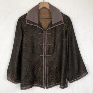 VTG RISING PHOENIX 100% Silk Jacket Women's Sz XL Brown Purple Oriental Style EC - Imagen 1 de 12