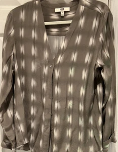 Etcetera Silk Button Up Blouse Gray Marbled Size 12 - Picture 1 of 7