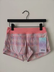 NWT IVIVVA by LULULEMON Pink Multi 2 Way Stretch Speedy Short Lined Girl's 14 - Picture 1 of 7